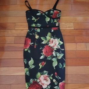 Black halo floral dress